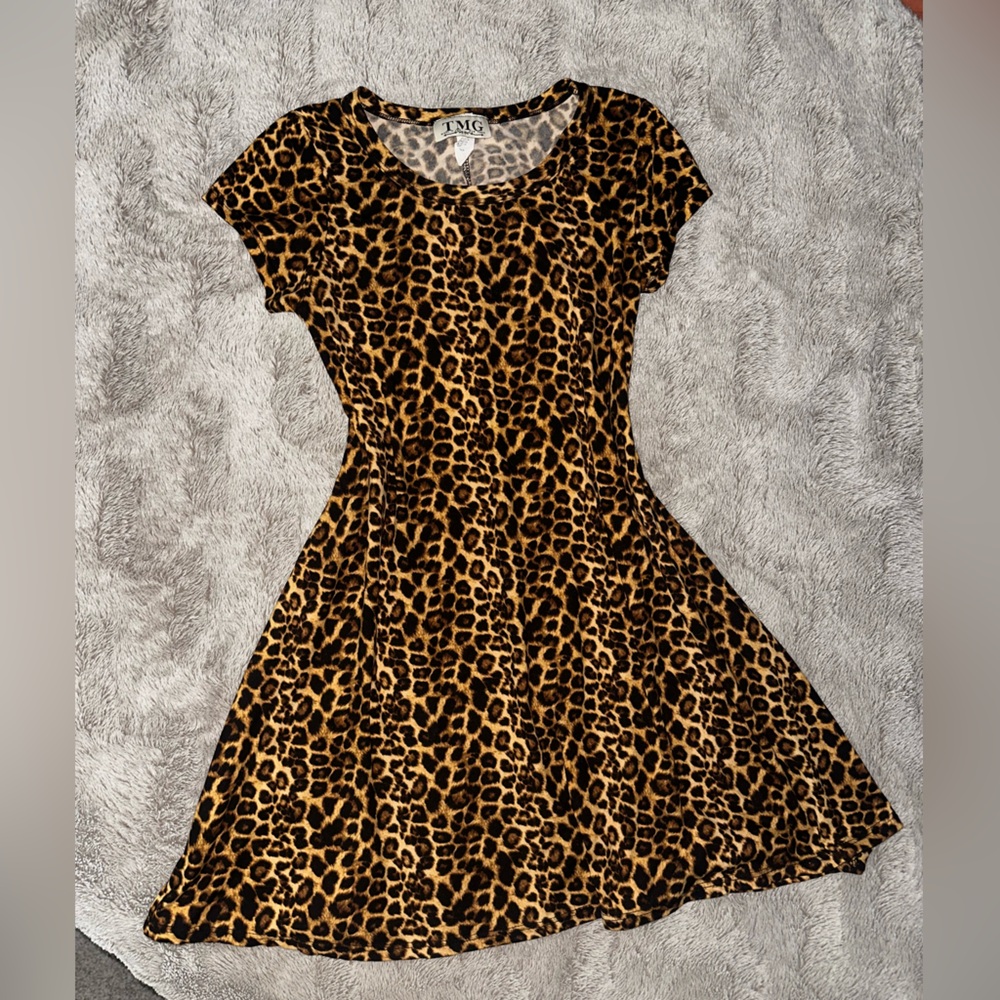 Leopard Print Skater Dress - Brown/Black